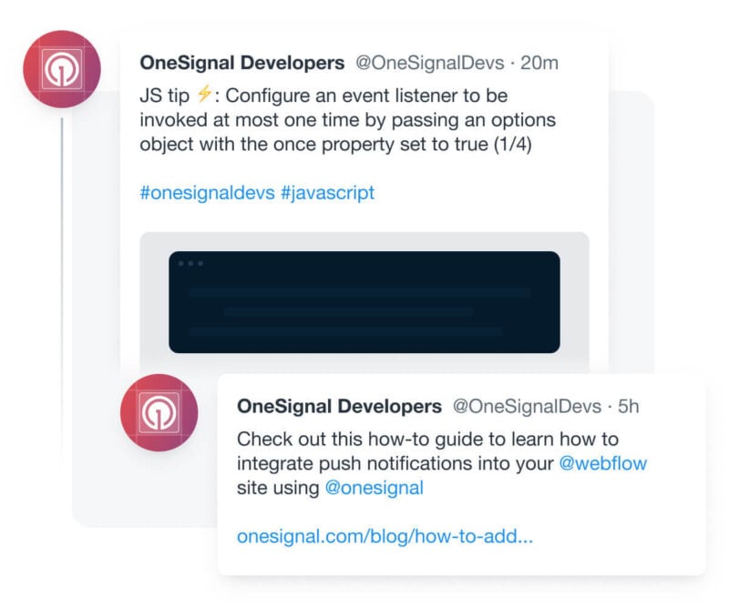 Onesignal developers twitter account