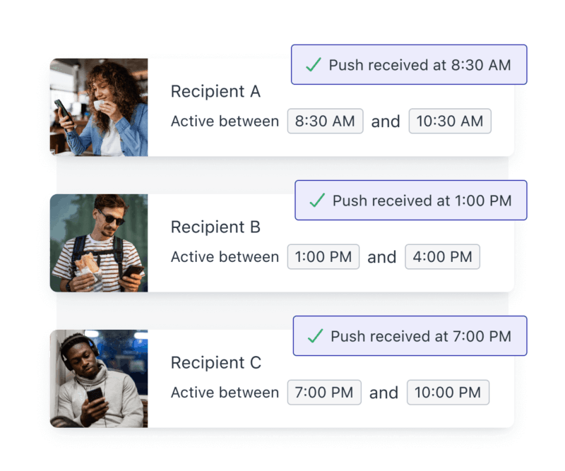 Mobile push send at the right time to increase engagement