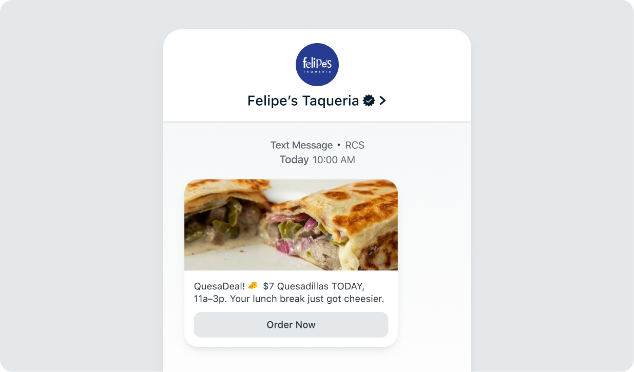 Felipes taqueria recognized before the message is read rcs